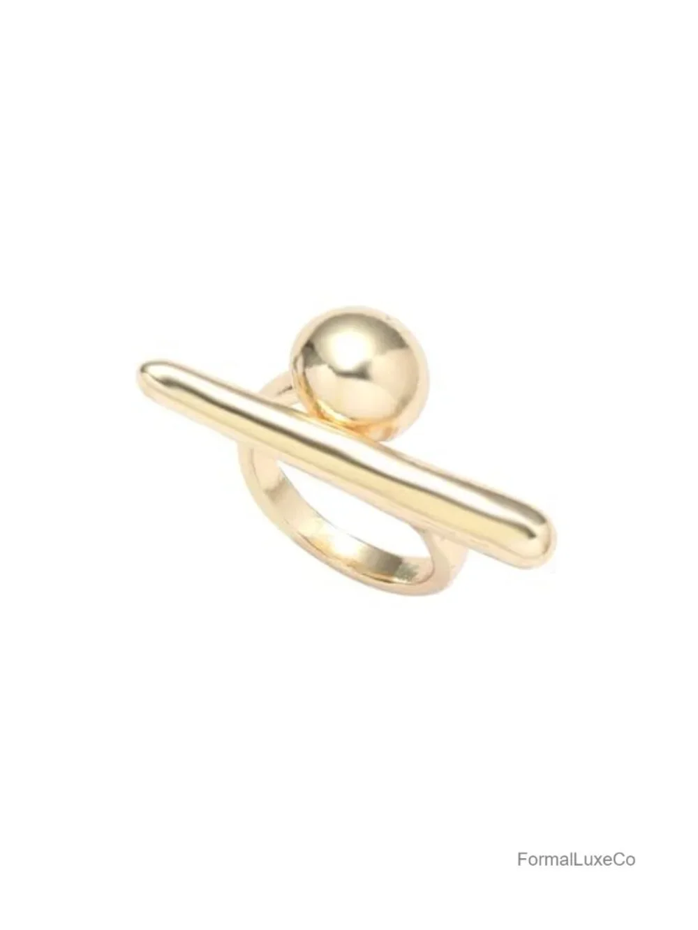 Gold Round Ball Bar Statement Ring for Women Open Wrap Band